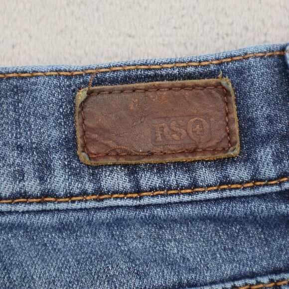 RS Pants Mens 32 Blue New York Slim Straight Mid Rise Zip Dark Wash Denim Jeans - Picture 10 of 16